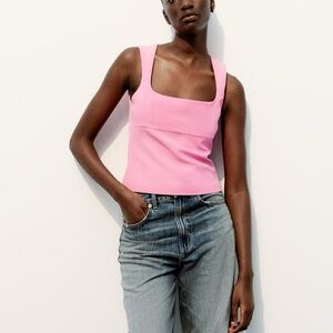 Zara fitted square neck top ,stretch,